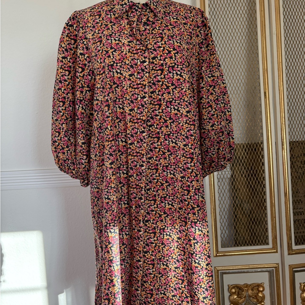 Zara Floral Collared Dress – Size S